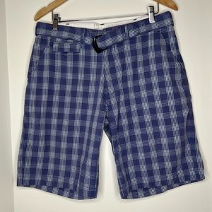 Mens Plaid Shorts | TwentyFourStandard cotton plaid shorts blue size 34